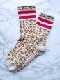 Tennissocke mit LEO Print und roten Streifen